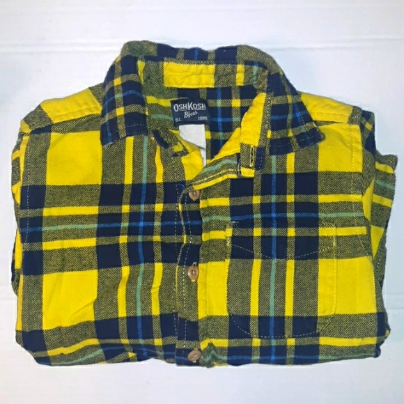 EUC- Osh Kosh B'Gosh Bright Yellow/Blue Flannel - Picture 10 of 10